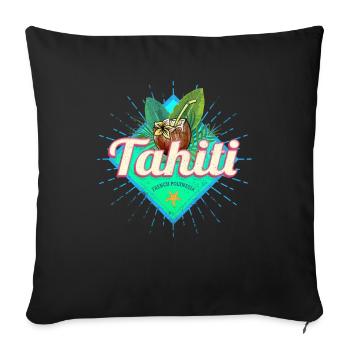 Tahiti in French Polynesia Island Vintage - Sofa pillowcase 17,3'' x 17,3'' (45 x 45 cm) - black - Front