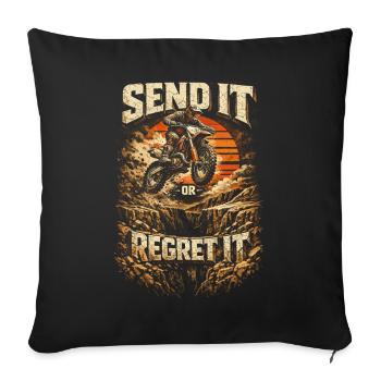 Motocross Dirt Bike Motocross Envoyez-le ou regrettez-le - Housse de coussin décorative 45 x 45 cm - noir - Devant