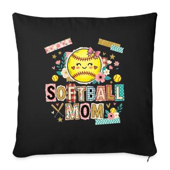 Note de rançon Maman de softball Mère - Housse de coussin décorative 45 x 45 cm - noir - Devant