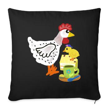Breakfast Chicken Cake Chick Duo - Sofa pillowcase 17,3'' x 17,3'' (45 x 45 cm) - black - Front