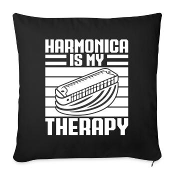 Harmonica Musican Is My Therapy Harmonica - Sofakissenbezug 45 x 45 cm - Schwarz - Vorne