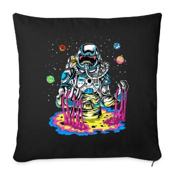 Art de slime arc-en-ciel de l’astronaute psychédélique fondant - Housse de coussin décorative 45 x 45 cm - noir - Devant