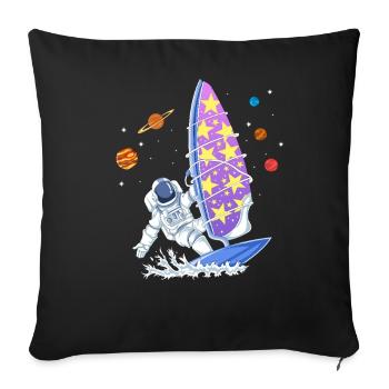 Space Windsurfing Astronaut Galaxy Stars Surfer - Sofa pillowcase 17,3'' x 17,3'' (45 x 45 cm) - black - Front