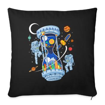 Space Hourglass Astronauts Galaxy Time - Sofa pillowcase 17,3'' x 17,3'' (45 x 45 cm) - black - Front