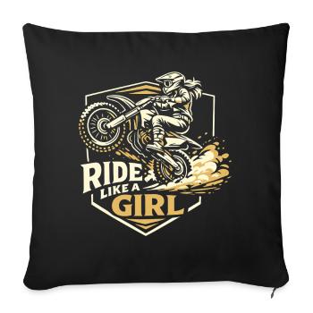Roulez comme une fille - Housse de coussin décorative 45 x 45 cm - noir - Devant