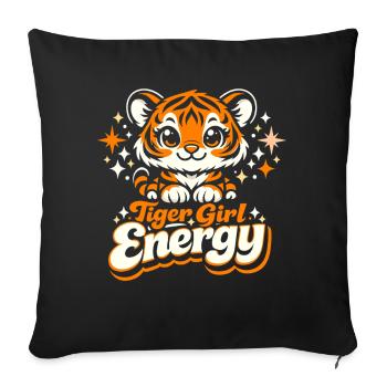Tiger Girl Energy - Sofa pillowcase 17,3'' x 17,3'' (45 x 45 cm) - black - Front