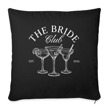 Chemise du club de mariée Cocktail de soirée JGA - Housse de coussin décorative 45 x 45 cm - noir - Devant