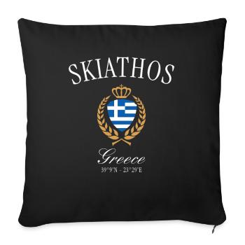 Souvenir de voyage de la couronne des armoiries de Skiathos Grèce - Housse de coussin décorative 45 x 45 cm - noir - Devant