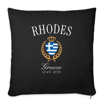Couronne des armoiries de Rhodes Grèce – Souvenir de voyage - Housse de coussin décorative 45 x 45 cm - noir - Devant