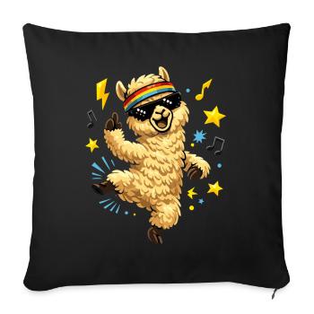 Dancing alpaca with sunglasses and beats - Sofa pillowcase 17,3'' x 17,3'' (45 x 45 cm) - black - Front