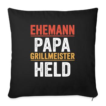 Husband Dad Grill Master Hero Father Retro BBQ - Sofa pillowcase 17,3'' x 17,3'' (45 x 45 cm) - black - Front