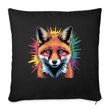 Red Fox Head With Blue Eyes Colorful - Sofa pillowcase 17,3'' x 17,3'' (45 x 45 cm) - black - Front