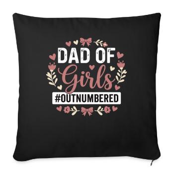 Papa de filles Papa Fille Cœur de Fleurs - Housse de coussin décorative 45 x 45 cm - noir - Devant