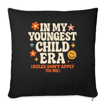 Dans l’humour de l’ère de My Younger Child et de la famille des filles - Housse de coussin décorative 45 x 45 cm - noir - Devant