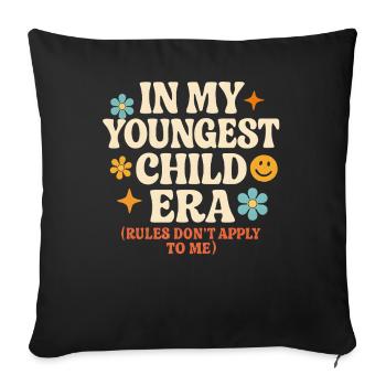 Dans l’humour de l’ère de My Younger Child et de la famille des filles - Housse de coussin décorative 45 x 45 cm - noir - Devant