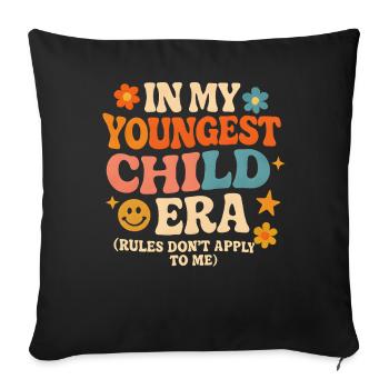 Dans l’humour de l’ère de My Younger Child et de la famille des filles - Housse de coussin décorative 45 x 45 cm - noir - Devant