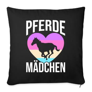 Reiten Pferdeliebhaber Reiterhof Pferde - Sofakissenbezug 45 x 45 cm - Schwarz - Vorne