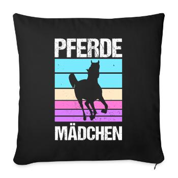 Reiten Pferdeliebhaber Reiterhof Pferde - Sofakissenbezug 45 x 45 cm - Schwarz - Vorne
