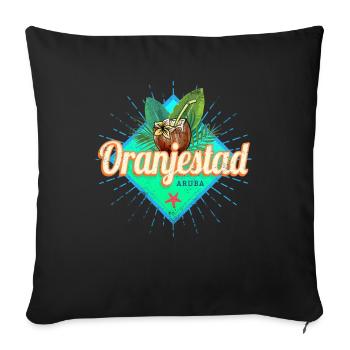 Oranjestad dans les vacances d’Aruba Design caribéen vintage - Housse de coussin décorative 45 x 45 cm - noir - Devant