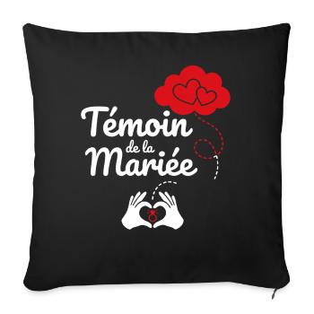 Témoin de la Mariée - Cœur et Fête - Housse de coussin décorative 45 x 45 cm - noir - Devant