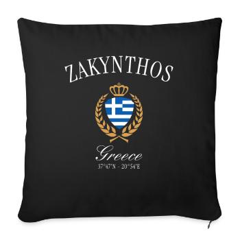 Zakynthos Greece Coat of Arms Crown Travel Souvenir - Sofa pillowcase 17,3'' x 17,3'' (45 x 45 cm) - black - Front