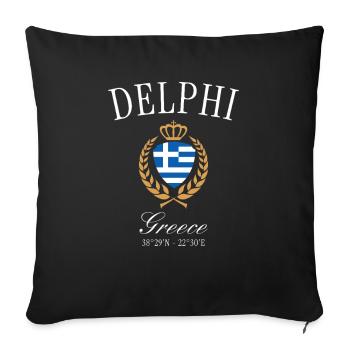 Delphi Greece Coat of Arms Crown – Travel Souvenir - Sofa pillowcase 17,3'' x 17,3'' (45 x 45 cm) - black - Front