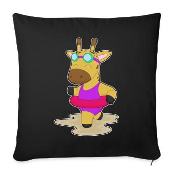 Giraffe Swimming Swim Ring Summer - Sofa pillowcase 17,3'' x 17,3'' (45 x 45 cm) - black - Front