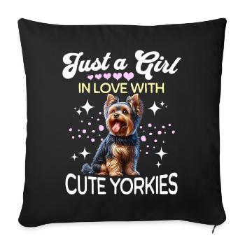 Yorkshire Terrier Girl - Sofa pillowcase 17,3'' x 17,3'' (45 x 45 cm) - black - Front