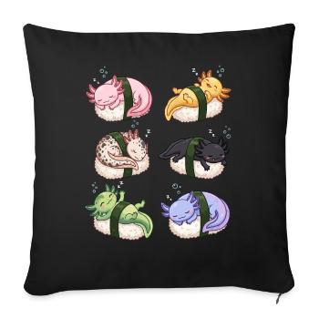 Kawaii Axolotls Sushi Nigiri Cute Anime Animals - Sofa pillowcase 17,3'' x 17,3'' (45 x 45 cm) - black - Front