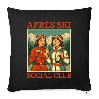 Retro Après Ski Club Damen - Sofakissenbezug 45 x 45 cm - Schwarz - Vorne