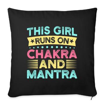 Yoga Girl Runs On Chakra & Mantra Funny Yoga - Sofa pillowcase 17,3'' x 17,3'' (45 x 45 cm) - black - Front