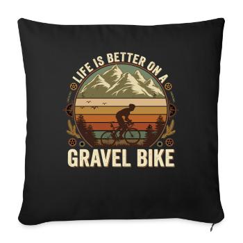 Gravel Bike Rétro Montagnes en plein air - Housse de coussin décorative 45 x 45 cm - noir - Devant