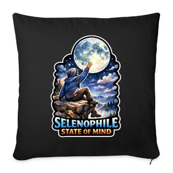 Méditation lunaire, pleine conscience lunaire, spirituel - Housse de coussin décorative 45 x 45 cm - noir - Devant