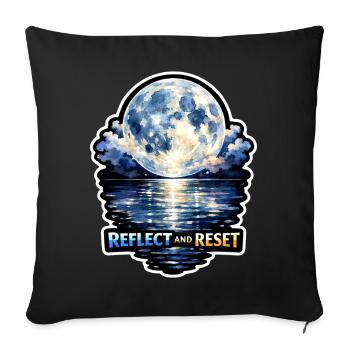 Méditation lunaire, pleine conscience lunaire, spirituel - Housse de coussin décorative 45 x 45 cm - noir - Devant