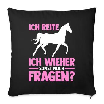 Reiten Pferdeliebhaber Reiterhof Pferde - Sofakissenbezug 45 x 45 cm - Schwarz - Vorne