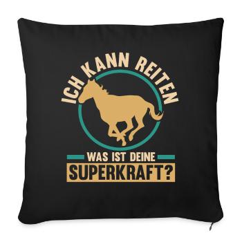 Reiten Pferdeliebhaber Reiterhof Pferde - Sofakissenbezug 45 x 45 cm - Schwarz - Vorne