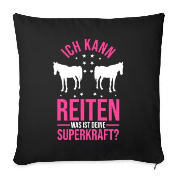 Reiten Pferdeliebhaber Reiterhof Pferde - Sofakissenbezug 45 x 45 cm - Schwarz - Vorne