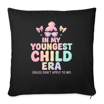 Dans l’humour de l’ère de My Younger Child et de la famille des filles - Housse de coussin décorative 45 x 45 cm - noir - Devant