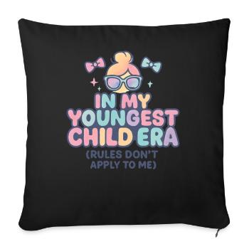 Dans l’humour de l’ère de My Younger Child et de la famille des filles - Housse de coussin décorative 45 x 45 cm - noir - Devant