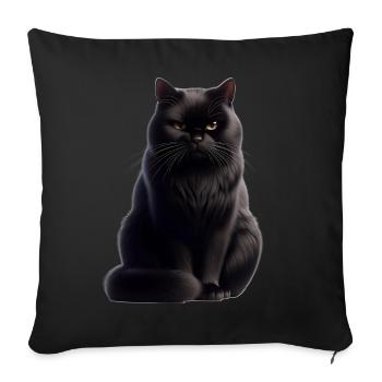 Chat noir - Housse de coussin décorative 45 x 45 cm - noir - Devant