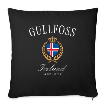 Gullfoss Island Coat of Arms Crown – Travel Souvenir - Sofa pillowcase 17,3'' x 17,3'' (45 x 45 cm) - black - Front