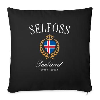 Selfoss Island Crest Crown – Travel Souvenir - Sofa pillowcase 17,3'' x 17,3'' (45 x 45 cm) - black - Front