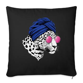 Leopard Women's Turban Glasses - Sofa pillowcase 17,3'' x 17,3'' (45 x 45 cm) - black - Front