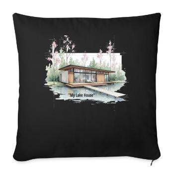 Lake House by Waterline - Sofa pillowcase 17,3'' x 17,3'' (45 x 45 cm) - black - Front