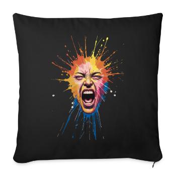 Explosive Farbexplosion Gesicht Ausdrücken - Sofakissenbezug 45 x 45 cm - Schwarz - Vorne