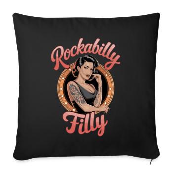 Rockabilly Filly - Art rétro Pin-up avec style - Housse de coussin décorative 45 x 45 cm - noir - Devant