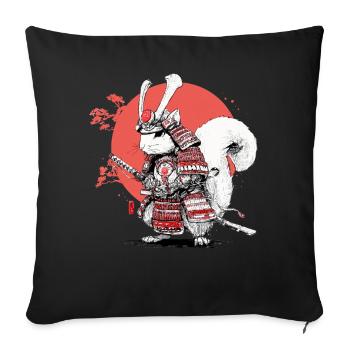 Eichhörnchen-Samurai im Roten Kreis - Sofakissenbezug 45 x 45 cm - Schwarz - Vorne