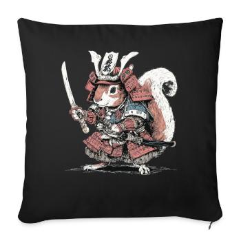 Eichhörnchen-Samurai-Rüstung - Sofakissenbezug 45 x 45 cm - Schwarz - Vorne