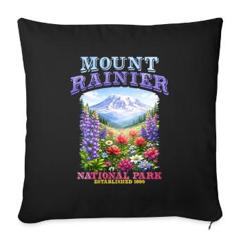Mount Rainier National Park Flower Garden - Sofa pillowcase 17,3'' x 17,3'' (45 x 45 cm) - black - Front