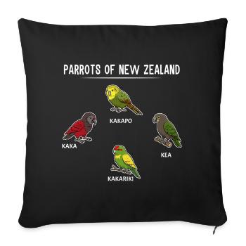Papageien Neuseelands Kakapo Kaka Kea Kakariki - Sofakissenbezug 45 x 45 cm - Schwarz - Vorne